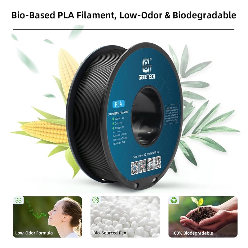 Geeetech PLA Filament 1.75mm Black, 1kg (2.2lbs) Spool, Neatly Wound 3D Printer Filament, Tangle-Free, Dimensional Accuracy +/- 0.02mm, Fits Most FDM 3D Printers - Image 4